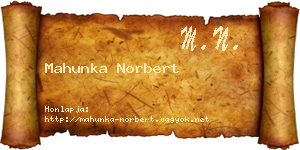 Mahunka Norbert névjegykártya