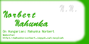 norbert mahunka business card